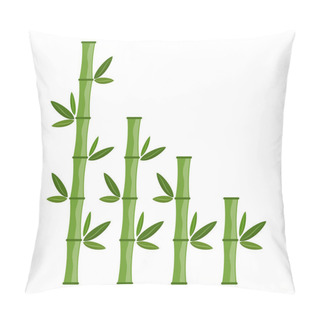 Personality  Green Bamboo Branches And Leaves. Vector Illustration. Bamboo Stems. Bamboo Icon. Pillow Covers
