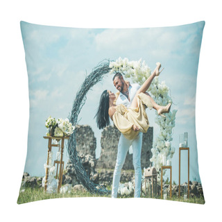 Personality  Wedding Couple. Bride And Groom On Wedding Ceremony. Wedding Couple In An Summer Decor. Ceremony In The Style Of Fine Art. Wedding Ceremony. Pillow Covers