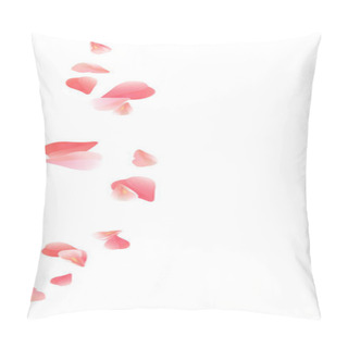 Personality  Pink Red Flying Petals Isolated On White. Sakura Roses Petals. Vector Pillow Covers