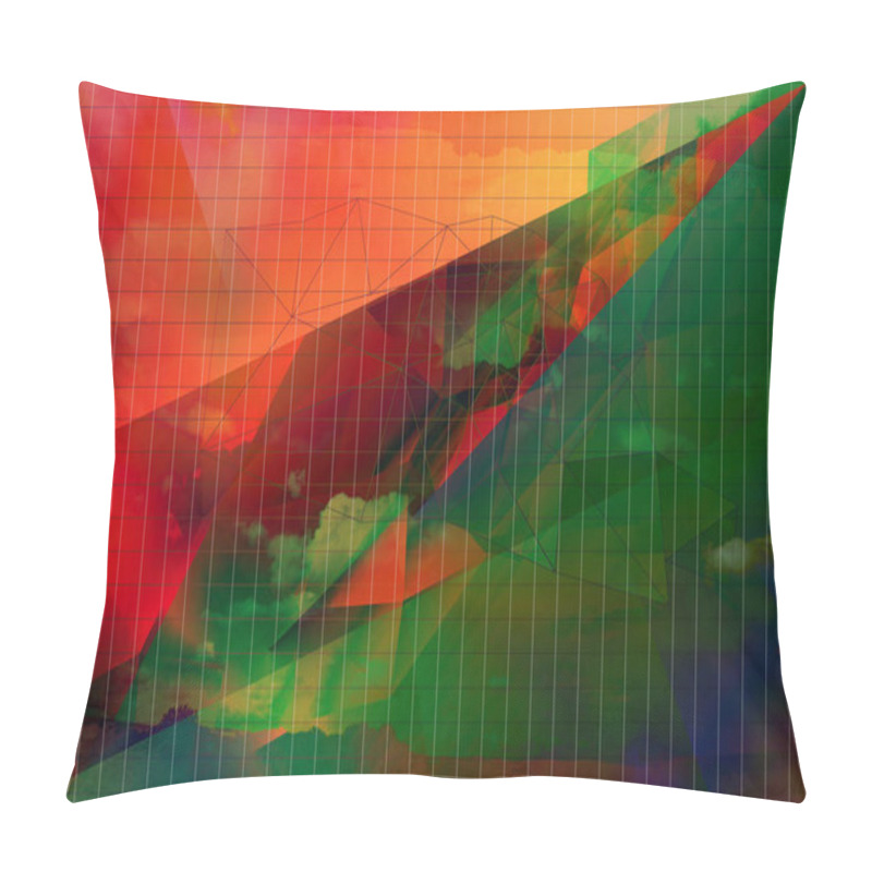 Personality  Bright abstract triangles blue background. pillow covers