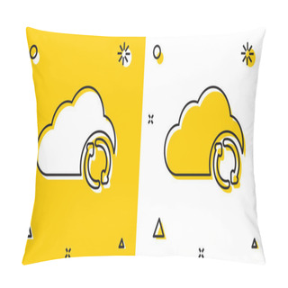 Personality  Black Cloud Sync Refresh Icon Isolated On Yellow And White Background. Cloud And Arrows. Random Dynamic Shapes. Vector Illustration Pillow Covers