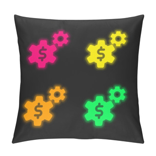 Personality  Application Four Color Glowing Neon Vector Icon Pillow Covers