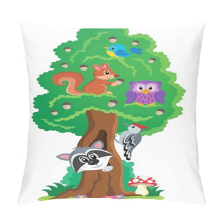Personality  Tree With Various Animals Theme 1 Pillow Covers