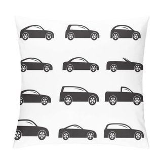 Personality  Silhouette Different Types Of Cars Icons Pillow Covers