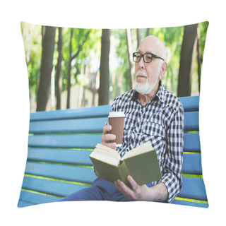 Personality  Elderly Man In Casual Reading Outdoors Pillow Covers