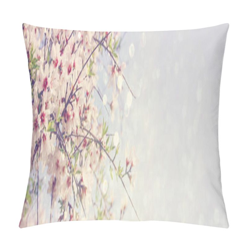 Personality  website banner background of of spring white cherry blossoms tre pillow covers