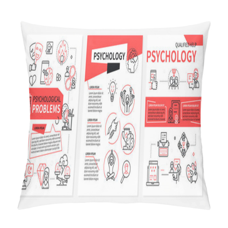 Personality  Psychology- set of line design style modern banners pillow covers