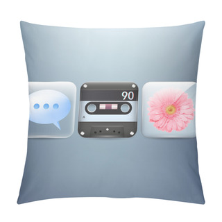 Personality  Icons Set Of Flower, Speech Bubble, Cassette Pillow Covers