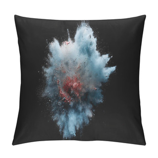 Personality  Colorful Powder Explosion On Black Background. Cosmetics Burst. Powder Texture With Pieces. Bright Cloud. High Speed Photography Pillow Covers