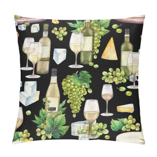 Personality  Watercolor Wine Glasses And Bottles, White Grapes, Cheese, Cork And Corkscrew Pillow Covers