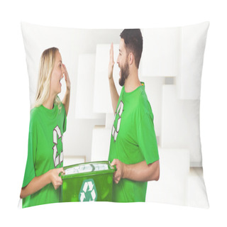 Personality  Smiling Volunteer Doing High Five Pillow Covers