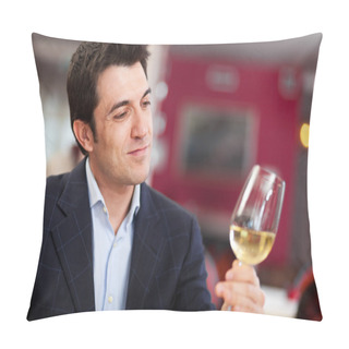 Personality  Man Analyzing A Glass Of Wine Pillow Covers