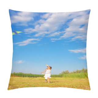 Personality  Running Child Flying A Kite Pillow Covers