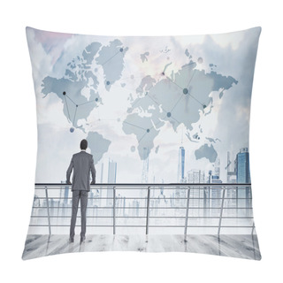 Personality  African American Businessman Admiring  The View Pillow Covers