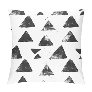 Personality  Arranged In A Contemporary Black And White Pattern, Geometric Abstract Triangles Form A Minimalistic Motif Pillow Covers