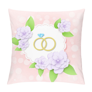 Personality  Vector Golden Wedding Rings With Flowers Pillow Covers