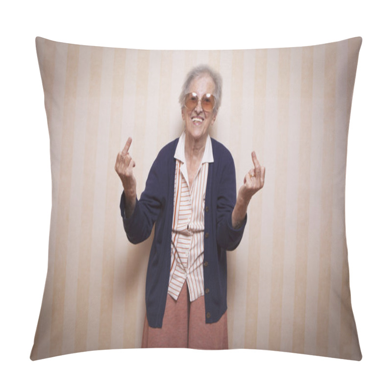 Personality  lady making middle fingers signs pillow covers