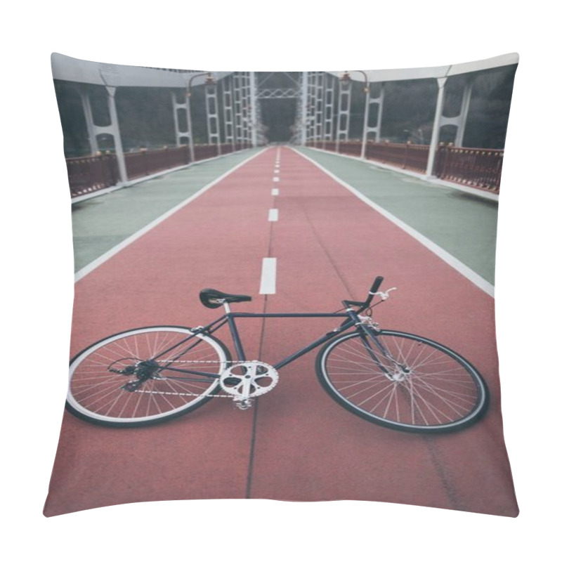 Personality  vintage bike on pedestrian bridge pillow covers