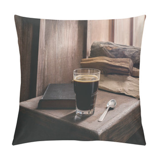 Personality  Glass Of Coffee And Old Book Pillow Covers