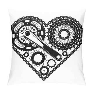 Personality  Cycle Parts Heart Shape Pillow Covers