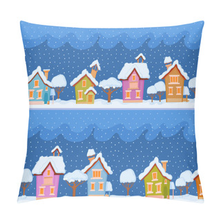 Personality  Winter Houses And Trees Pillow Covers