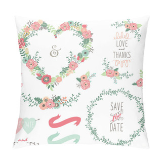 Personality  Vintage Heart Shape Wreath Elements Pillow Covers