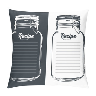 Personality  Mason Jar With Hook Recipe Card And Lines. Template. Pillow Covers