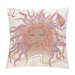 Personality  Astrological Sign Of Leo As A Portrait Of Beautiful African Amer Pillow Covers