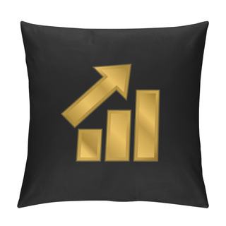 Personality  Bars Graphic With Ascendant Arrow Gold Plated Metalic Icon Or Logo Vector Pillow Covers