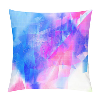 Personality  Beautiful, Modern, Polygonal, Triangles Bright Artistic Pink And Blue Backgroun Pillow Covers