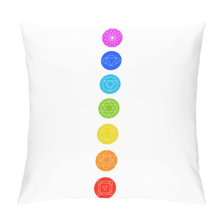 Personality  Chakra Icons With Respective Colors Pillow Covers