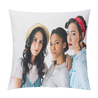 Personality  Multicultural Women In Retro Clothing Pillow Covers