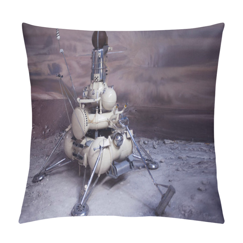 Personality  MOSCOW, RUSSIA - SEPTEMBER 6, 2015: Lander for surface exploration of other planets. Historical object. The Museum of cosmonautics in Moscow, Russia pillow covers