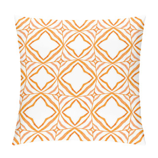 Personality  Textile Ready Artistic Print, Swimwear Fabric, Wallpaper, Wrapping. Orange Positive Boho Chic Summer Design. Chevron Watercolor Pattern. Green Geometric Chevron Watercolor Border. Pillow Covers