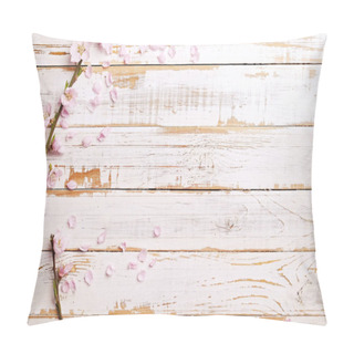 Personality  Beautiful Spring Composition With Flowering Blossoms On Wooden Background With Copy Space For Text. Mother's Day Greeting Concept. Pillow Covers