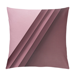Personality  Top View Of Pink And Empty Sheets Of Paper On Burgundy Background  Pillow Covers