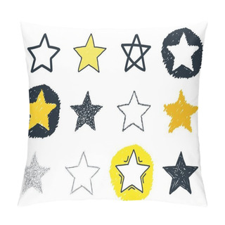 Personality  Vector Collection Of 12 Hand Drawn Stars Isolated On White Background Pillow Covers