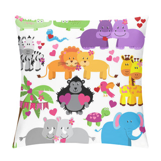 Personality  Vector Collection Of Cute Valentine's Day Animals Pillow Covers