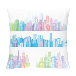 Personality  Colorful Panorama Of Cities. Pillow Covers