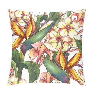 Personality  Tropical Seamless Pattern With Exotic Flowers. Pillow Covers