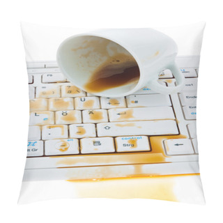 Personality  Empty Coffee Cup On Computer Keyboard Pillow Covers