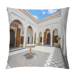 Personality  Courtyard In Ancient Bahia Palace In Marrakesh. Morocco, North A Pillow Covers