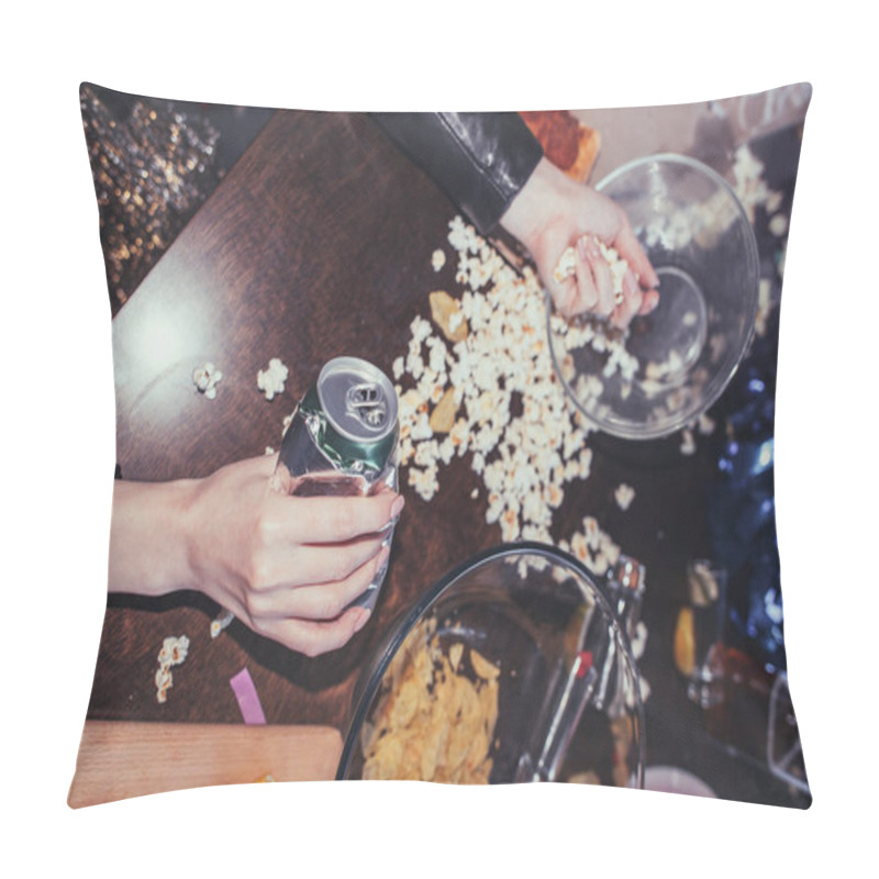 Personality  Woman Eating Popcorn Pillow Covers
