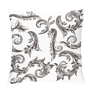 Personality  Collection Of Calligraphic Swirls In Vintage Style Pillow Covers
