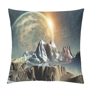 Personality  3D Rendering Of A Fantasy Alien Planet - 3D Illustration Pillow Covers