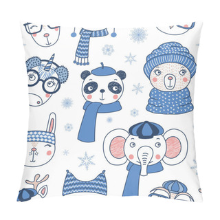 Personality  Cute Winter Animals Seamless Pattern Pillow Covers