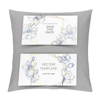 Personality  Wedding Cards With Floral Decorative Borders. Beautiful Orchid Flowers. Thank You, Rsvp, Invitation Elegant Cards Illustration Graphic Set. Pillow Covers