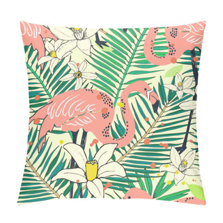 Personality  Abstract Hand Painted Seamless Animal Background. Isolated Birds Pillow Covers