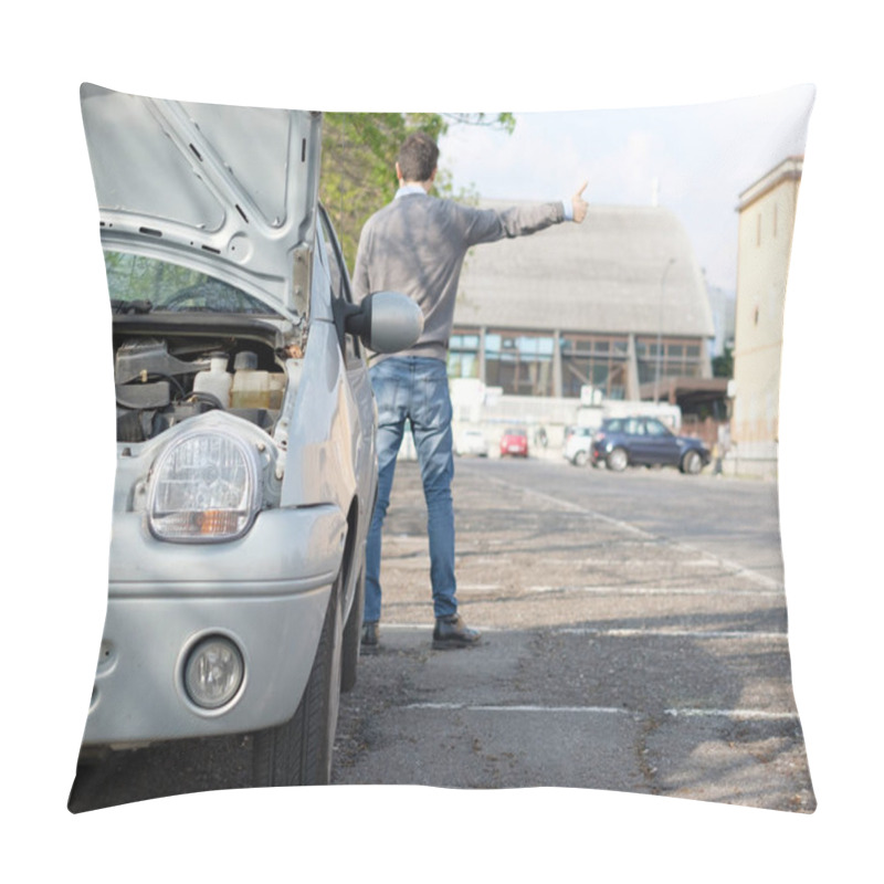 Personality  Man And Car Engine Breakdown Problem Pillow Covers