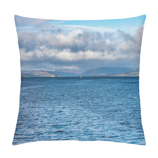 Personality  From The Town Of Largs Set On The Firth Of Clyde Looking Over To Rothesay And Dunoon In The West Of Scotland With A Dramatic Winter Sky Pillow Covers